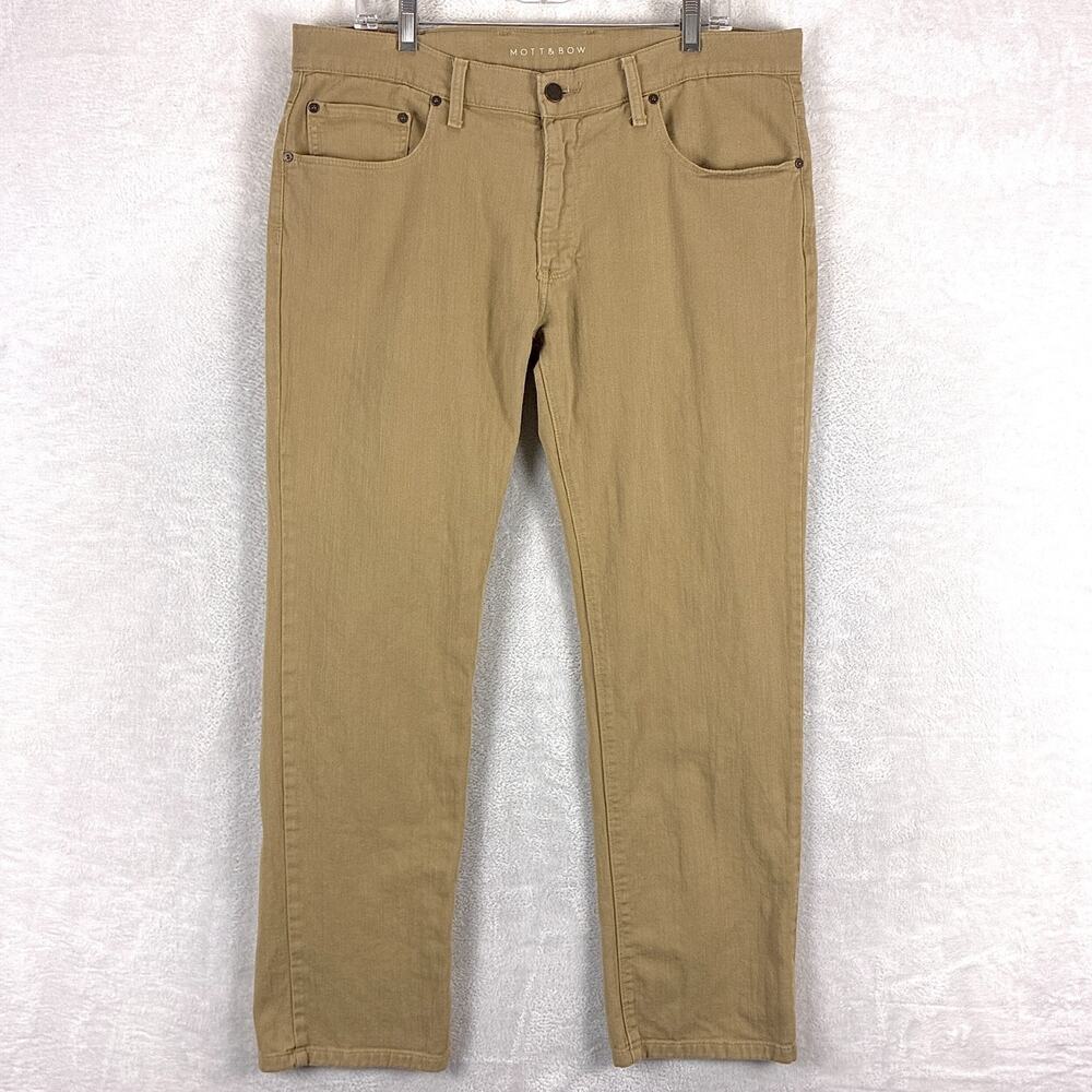 Mott & Bow Jeans Mens 36x30 Brown Mercer Twill Slim Stretch Preppy Classic